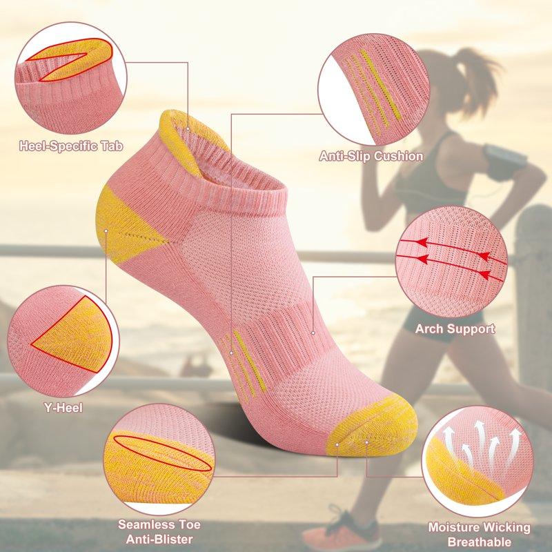 Loritta Womens Ankle Socks Low Cut Cushioned No Show Athletic Size 6-8 Socks For Women 6 Pairs