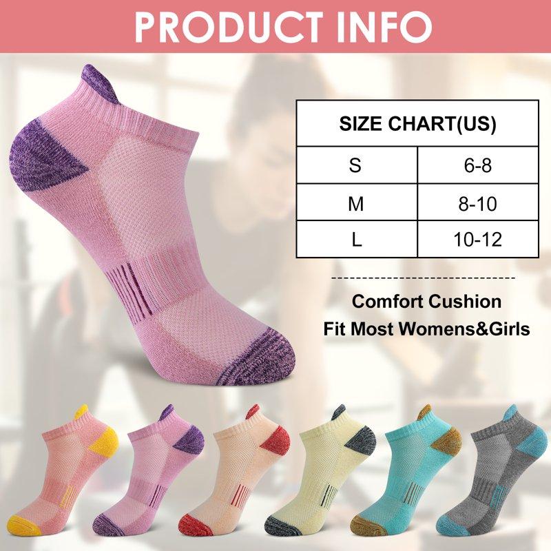 Loritta Womens Ankle Socks Low Cut Cushioned No Show Athletic Size 6-8 Socks For Women 6 Pairs