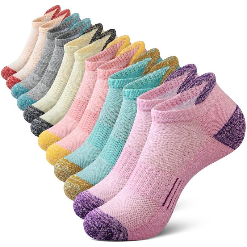 Loritta Womens Ankle Socks Low Cut Cushioned No Show Athletic Size 6-8 Socks for Women 6 Pairs