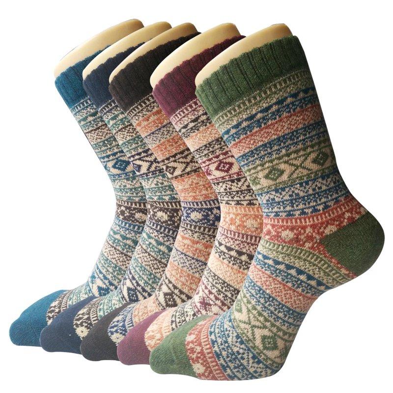 Loritta Wool Socks for Women 5 Pairs Ladies Cozy Boot Winter Thermal Warm Thick Socks Size 5-9