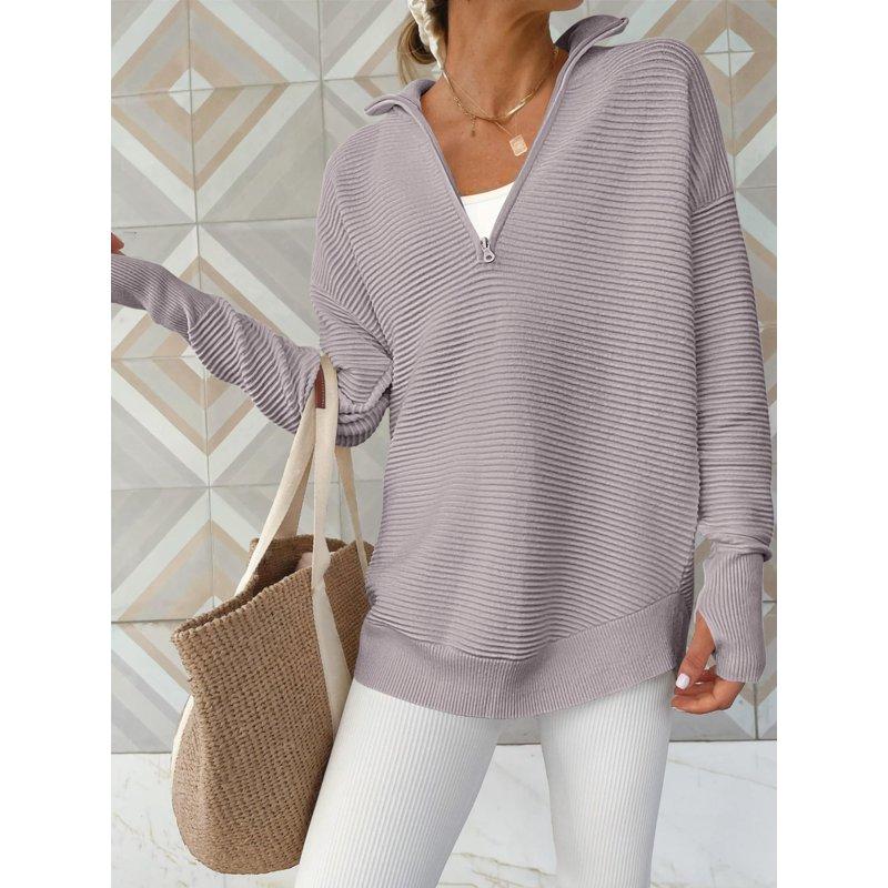 Luniro Women Quarter Zip Sweaters Long Sleeve Casual Ribbed Knit Pullover Sweater Fall Trendy Tops