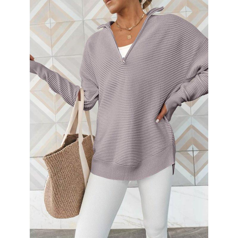 Luniro Women Quarter Zip Sweaters Long Sleeve Casual Ribbed Knit Pullover Sweater Fall Trendy Tops