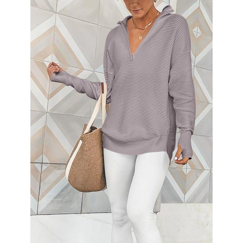 Luniro Women Quarter Zip Sweaters Long Sleeve Casual Ribbed Knit Pullover Sweater Fall Trendy Tops