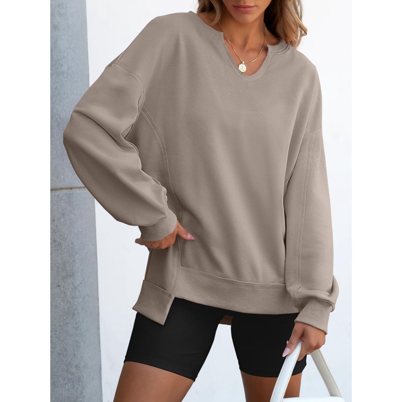 Luniro Women's Oversized Sweatshirts Long Sleeve V Neck Shirt Loose Trendy Fall Pullover Tops Size S-XXL