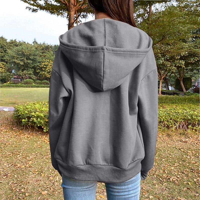 LYXSSBYX Womens Hooded Sweatshirts Zip Front Women Fashion Solid Blouse Long Sleeve Tops Sweatshirt Pockets Hoodied