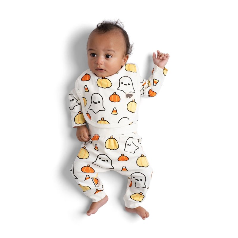 M+A By Monica + Andy Organic Cotton Gender Neutral First Moves Bodysuit + Groove Pant + Bib Set Sizes Newborn -24 Months