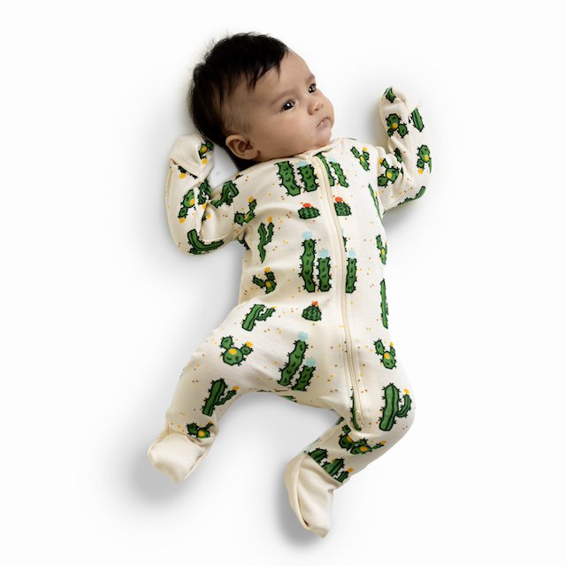M+A By Monica + Andy Organic Cotton Gender Neutral Long Sleeve Baby One-Piece Pajama Sizes Newborn - 24 Months