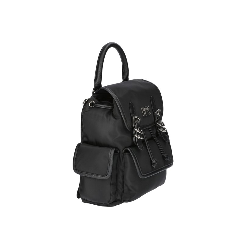 Madden NYC Women's Buckle Flap Nylon Backpack Black