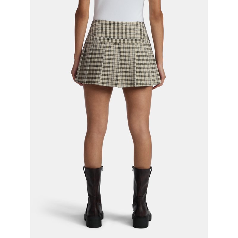 Madden NYC Women's Pleated Plaid Mini Skort Sizes XXS-XXL