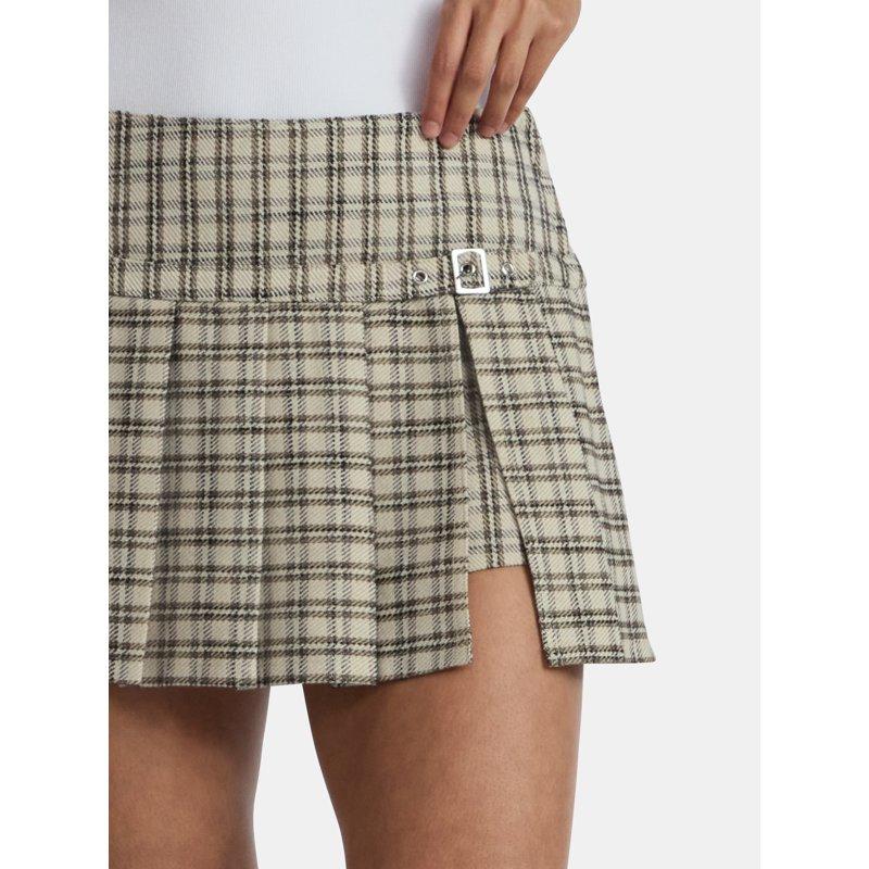 Madden NYC Women's Pleated Plaid Mini Skort Sizes XXS-XXL