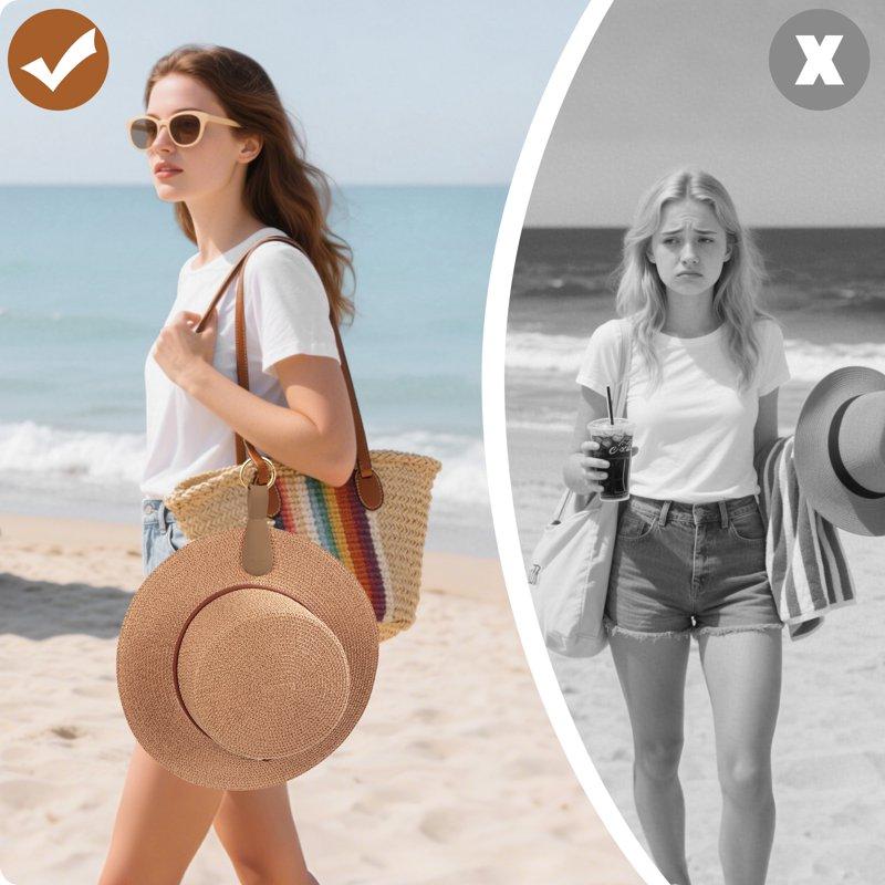 Magnetic Hat Clip For Travel On Bags - 1Pcs Brown Secure Silicone Hat Holder With Grip For Beach Straw Hat Caps & Baseball Hats - Cruise Beach & Outdoor Adventure Essentials