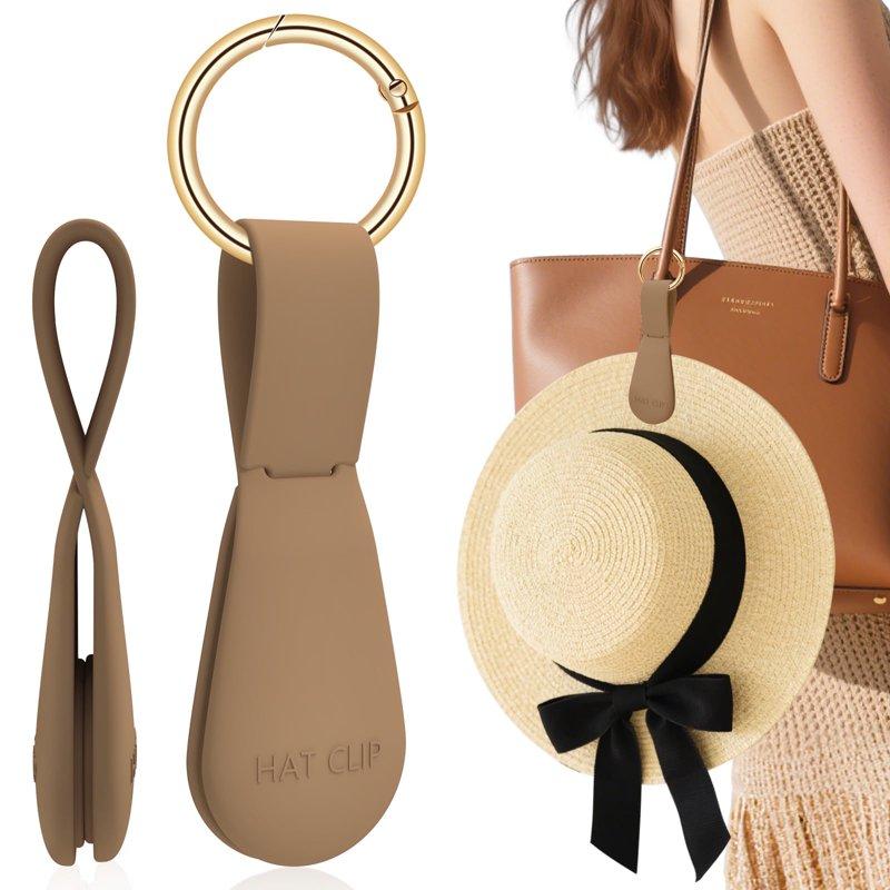 Magnetic Hat Clip for Travel on Bags - 1Pcs Brown Secure Silicone Hat Holder with Grip for Beach Straw Hat Caps & Baseball Hats - Cruise Beach & Outdoor Adventure Essentials