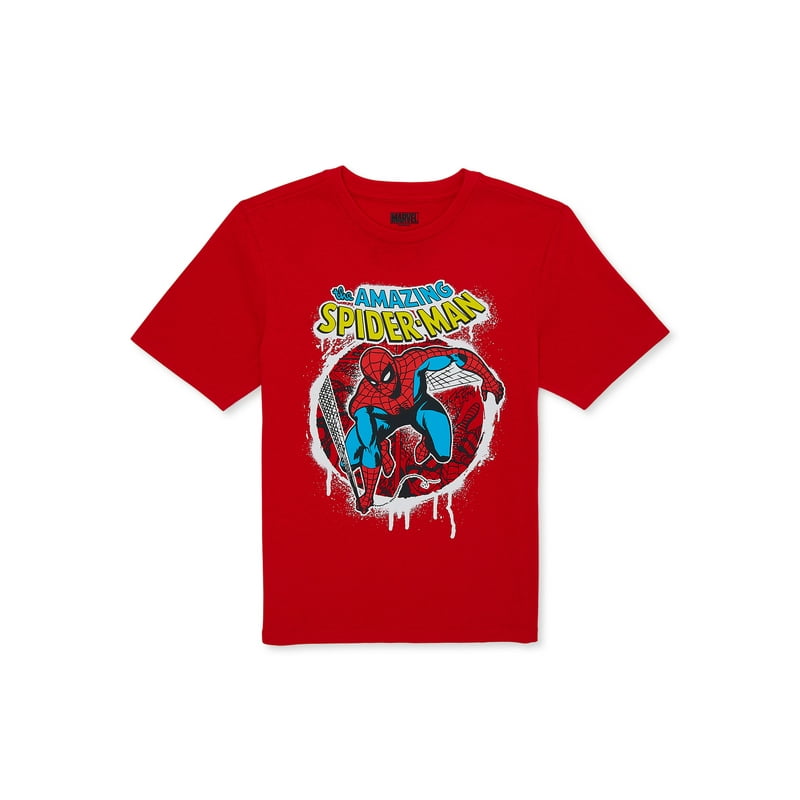 Marvel Boys Spider-Man City Slinger Crew Neck Short Sleeve Graphic T-Shirt Sizes 4-18 & Husky
