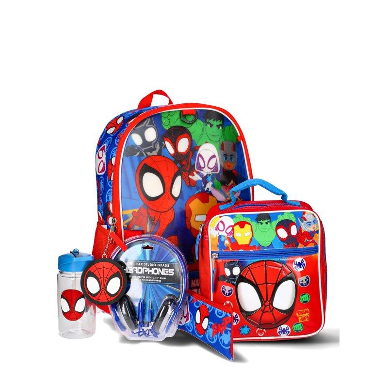 Marvel Spidey & Friends 6-Piece Backpack Set With Headphone - Blue