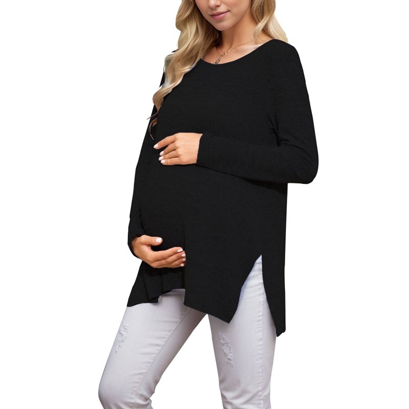 Maternity Clothes Long Sleeve Side Split Maternity Shirts Tops for Women