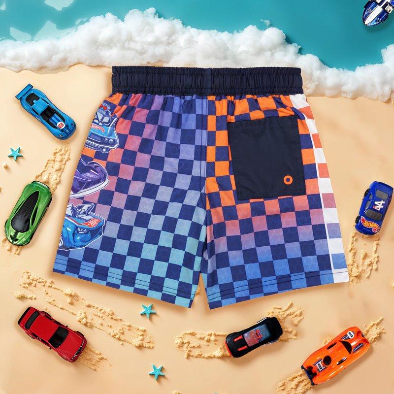 Mattel Hot Wheels Boys Drawstring Swim Trunks Race Car Themed Swim Shorts For Kids And Toddlers (Sizes 4-12)