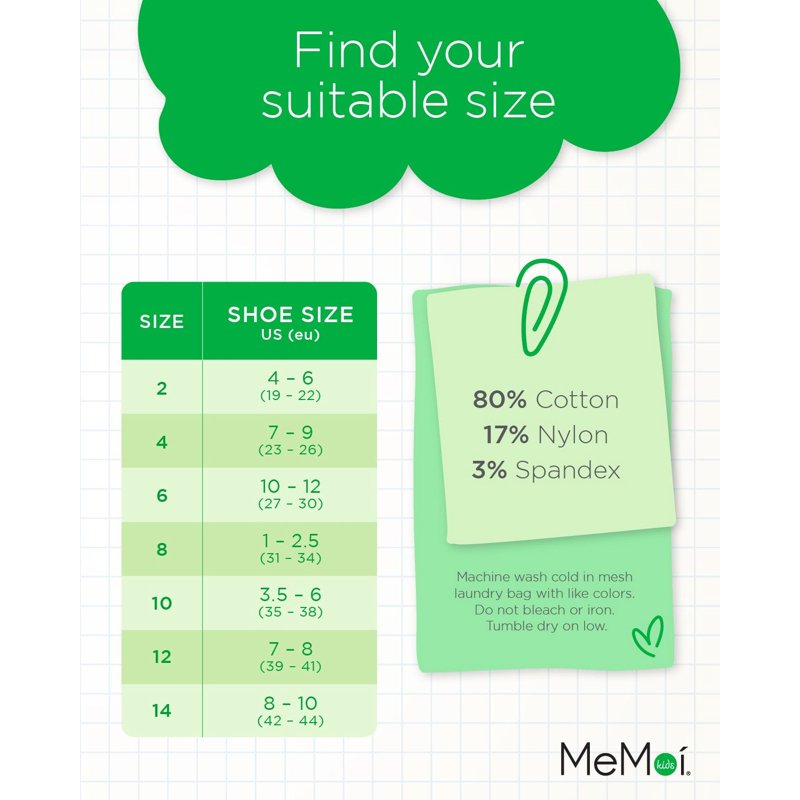 MeMoi Unisex Basics Kids Cotton Blend Ankle Socks - Girls - Female (8 White)