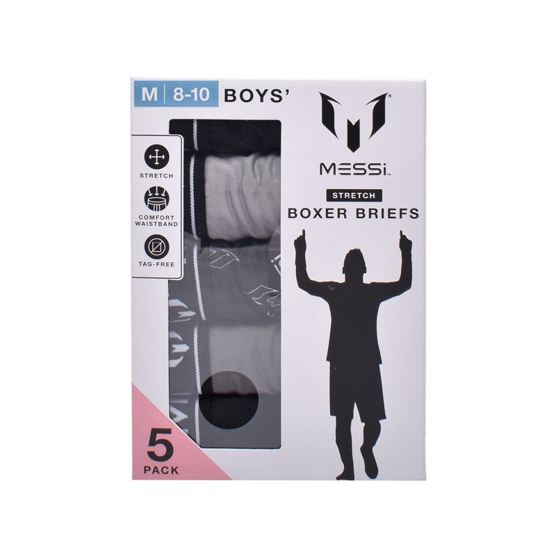Messi Boys Athletic Boxer Brief Underwear 5-Pack Sizes S-L
