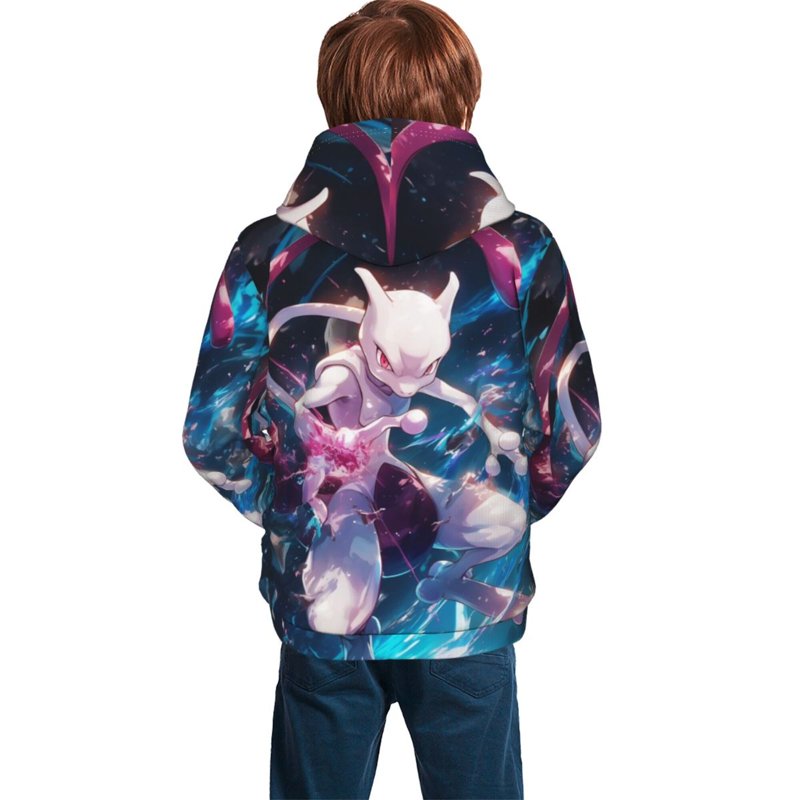 Mewtwo Youth Cartoon Hoodie Fashion Long Sleeve Kids Pullover Coat Casual Hoody Hooded Sweatshirts For Boys Girls