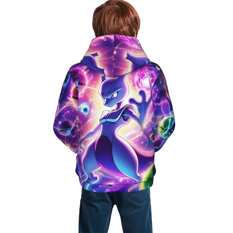 Mewtwo Youth Cartoon Hoodie Fashion Long Sleeve Kids Pullover Coat Casual Hoody Hooded Sweatshirts For Boys Girls