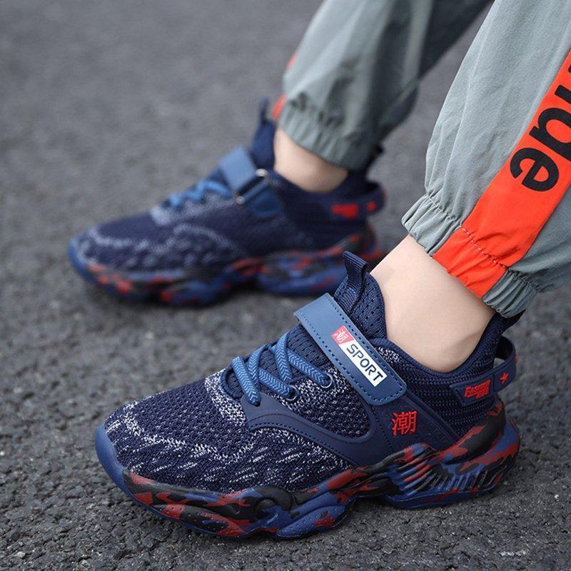 MEZZALL Boys Girls Tennis Running Shoes Kids Soft Mesh Breathable Athletic Sports Gym Sneakers For Little/Big Kid Cute Toddler Footwear Dark Blue 7-8 Years