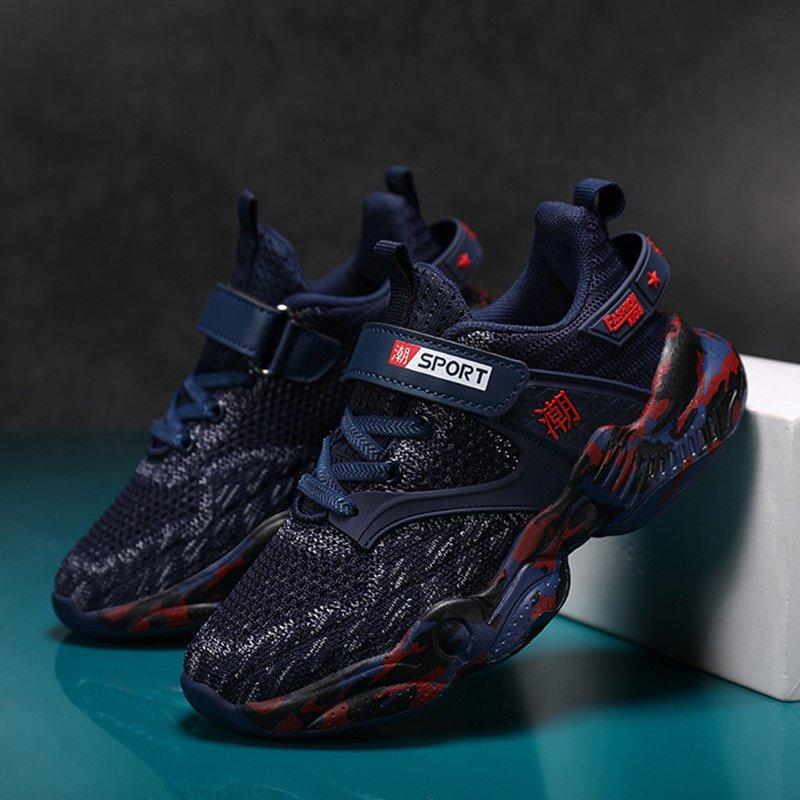 MEZZALL Boys Girls Tennis Running Shoes Kids Soft Mesh Breathable Athletic Sports Gym Sneakers For Little/Big Kid Cute Toddler Footwear Dark Blue 7-8 Years