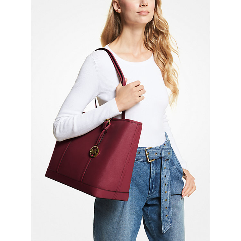Michael Kors Outlet Jet Set Travel Large Saffiano Leather Tote Bag - Cherry