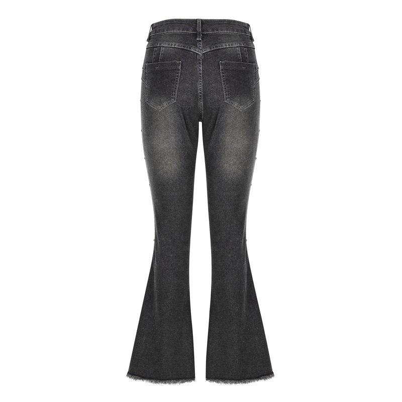 Miluxas Bell Bottom Jeans For Women Stretchy Mid Waisted Trendy Flare Jeans Curvy Denim Pants Gray 10(XL)