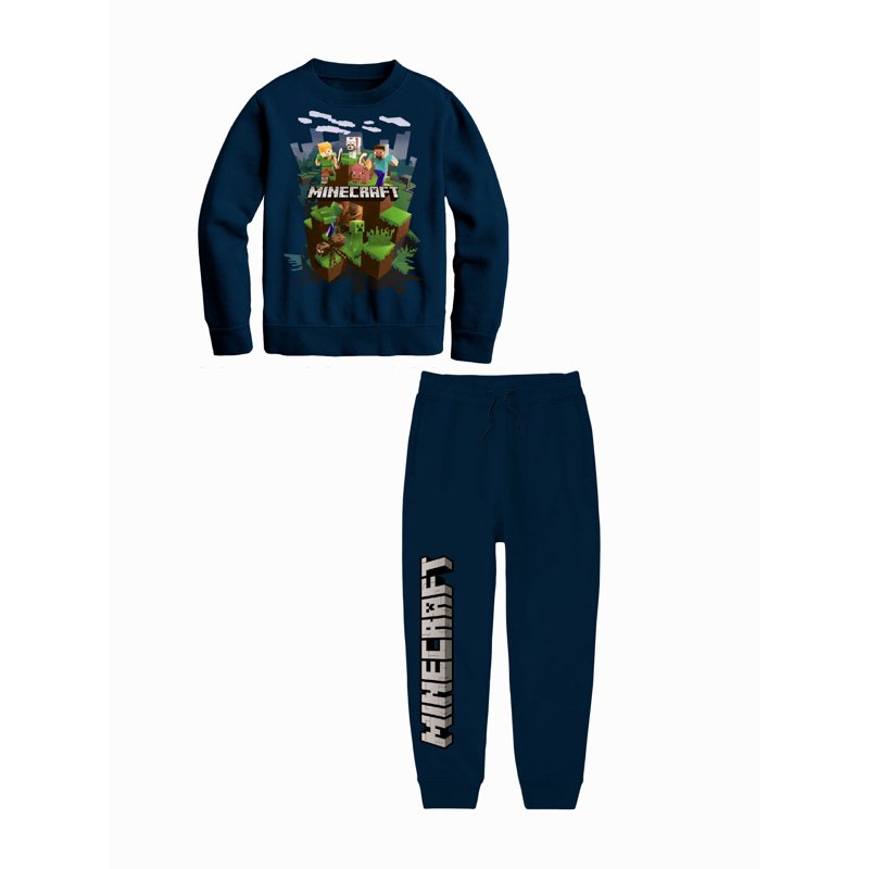 Minecraft Boys Graphic Hoodie & Jogger Outfit Set 2-Piece Sizes XS-XL