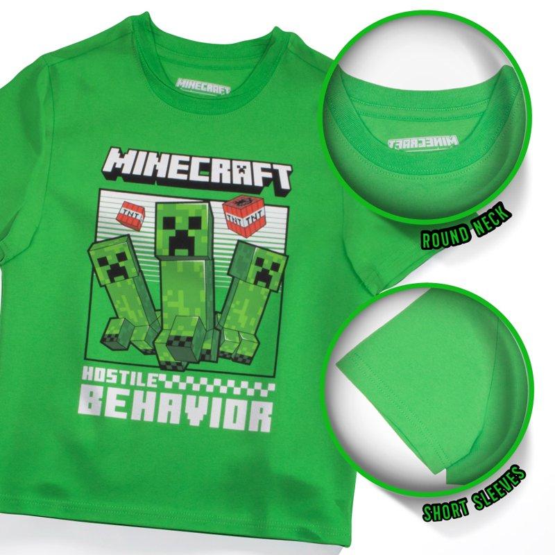 Minecraft Creeper Boys' Summer Outfit 3-Piece Set Graphic T-Shirt Shorts & Socks Sizes 4-16