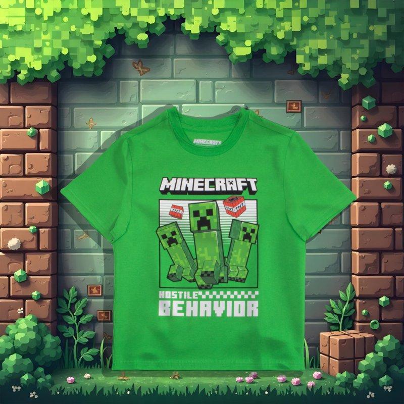 Minecraft Creeper Boys' Summer Outfit 3-Piece Set Graphic T-Shirt Shorts & Socks Sizes 4-16