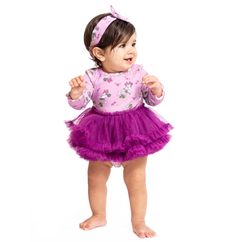 Minnie Mouse Baby Girls Tutu Bodysuit with Matching Headband Set 2 Piece Sizes Newborn-24M