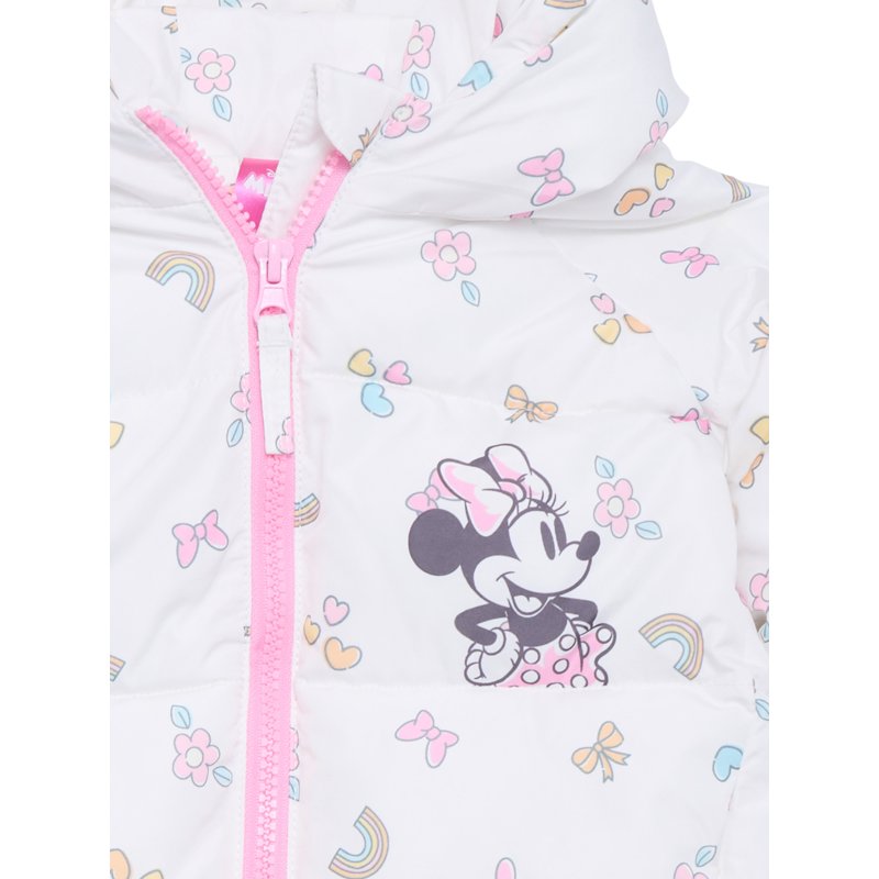 Minnie Mouse Toddler Girls Puffer Jacket With Hood Midweight Sizes 2T-5T