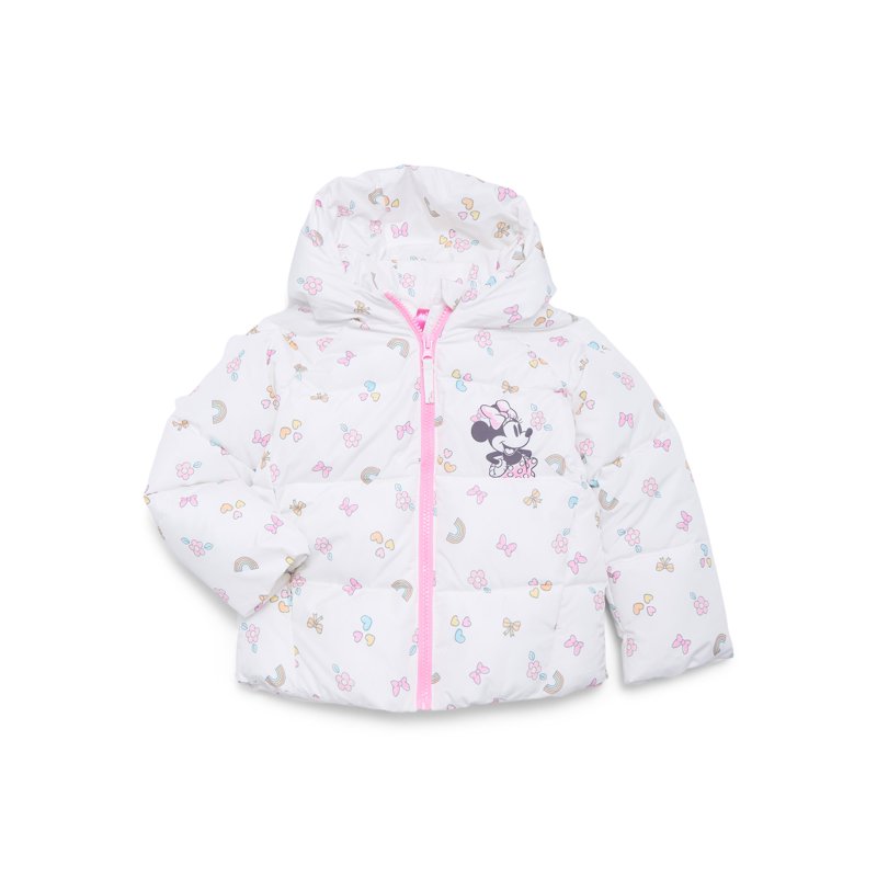 Minnie Mouse Toddler Girls Puffer Jacket with Hood Midweight Sizes 2T-5T