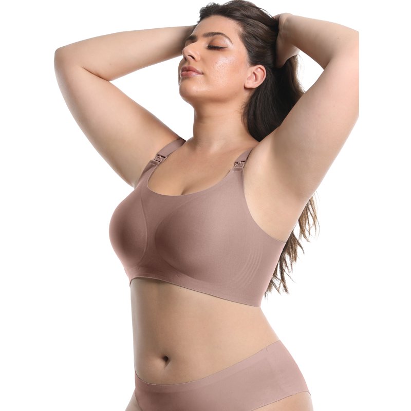 MINTREUS Nursing Bras For Breastfeeding Round Neck Full Coverage Maternity Bra Pregnancy Sleep Bralette With Extra Extender