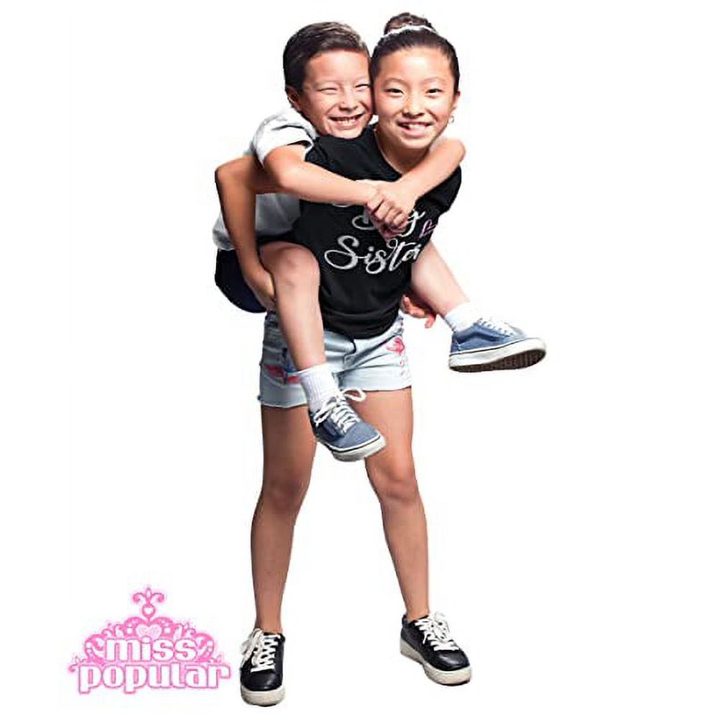 MISS POPULAR Big Sister Super Soft Short Sleeve T-Shirts For Big Sis Announcement Promoted To Big Sister Everyday Wear Toddler To Big Girl Sizes