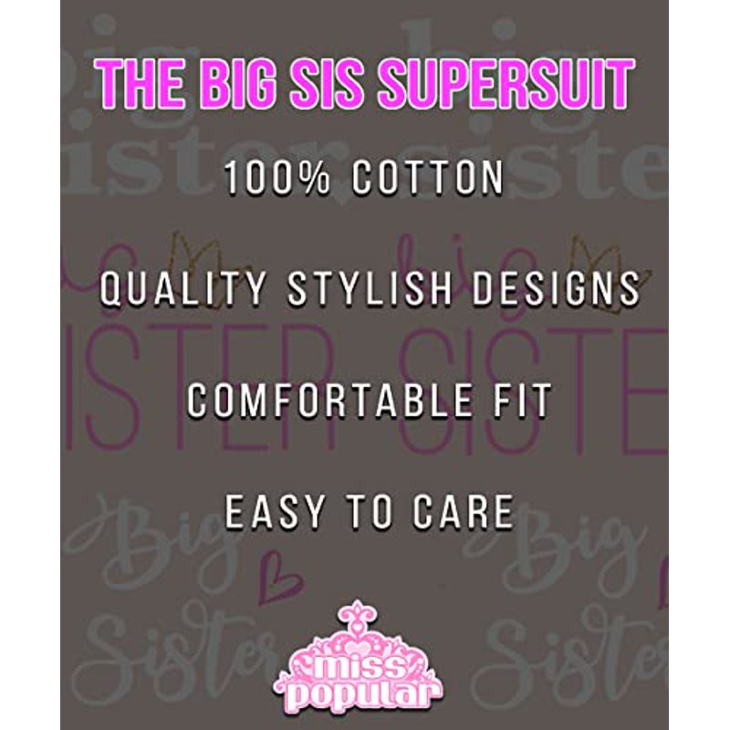 MISS POPULAR Big Sister Super Soft Short Sleeve T-Shirts For Big Sis Announcement Promoted To Big Sister Everyday Wear Toddler To Big Girl Sizes