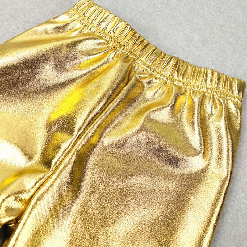 MKOSPLRT 2-11 Years Glitter Pants For Kid High Waist Sparkly Pants Baggy Straight Wide Leg Pants Fashion Party Club Pants For Girl Boy