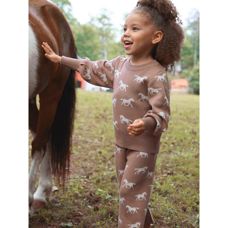 Modern Moments By Gerber Toddler Girl Jacquard Sweater Knit With Wide Leg Pant Set Sizes 12M-5T