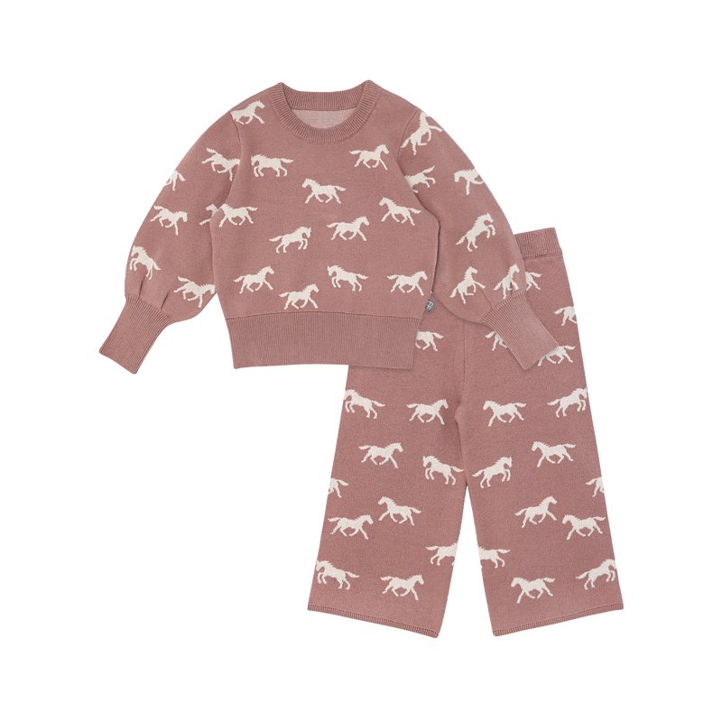Modern Moments by Gerber Toddler Girl Jacquard Sweater Knit with Wide Leg Pant Set Sizes 12M-5T