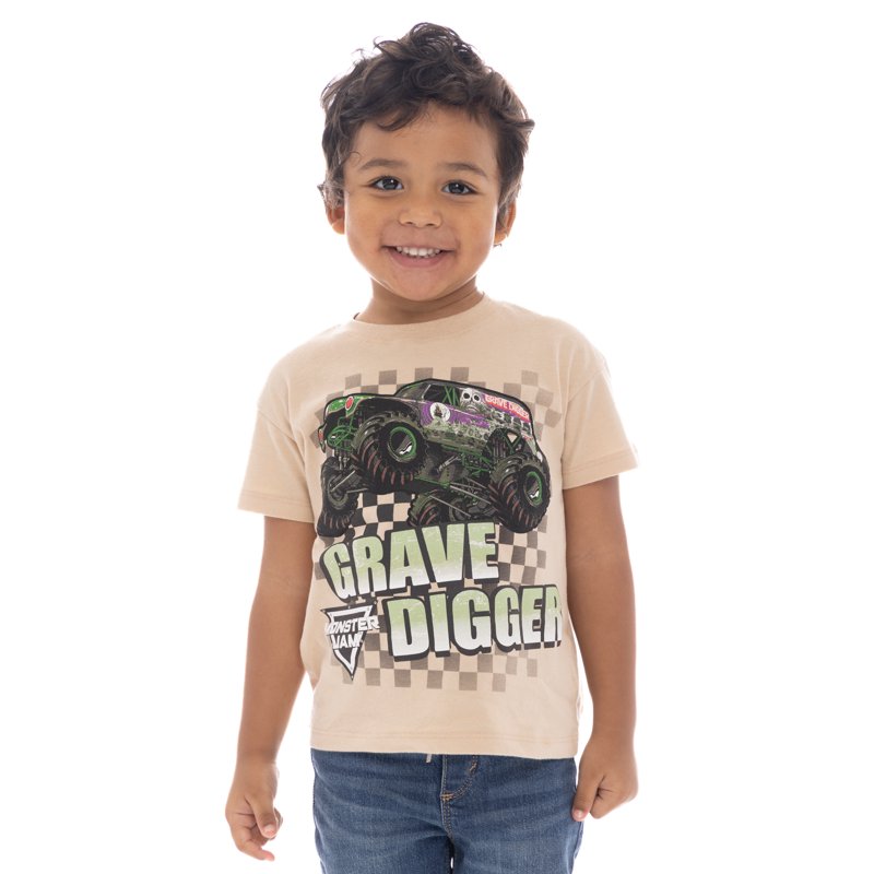 Monster Jam Boys Grave Digger Short Sleeve Graphic Tee Sizes 4-12