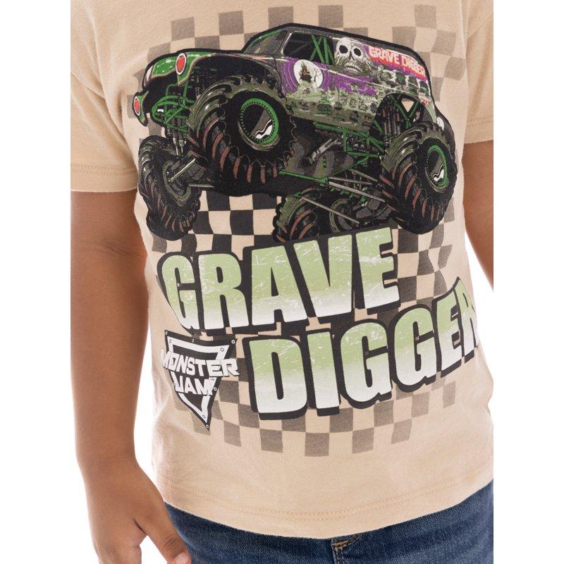 Monster Jam Boys Grave Digger Short Sleeve Graphic Tee Sizes 4-12