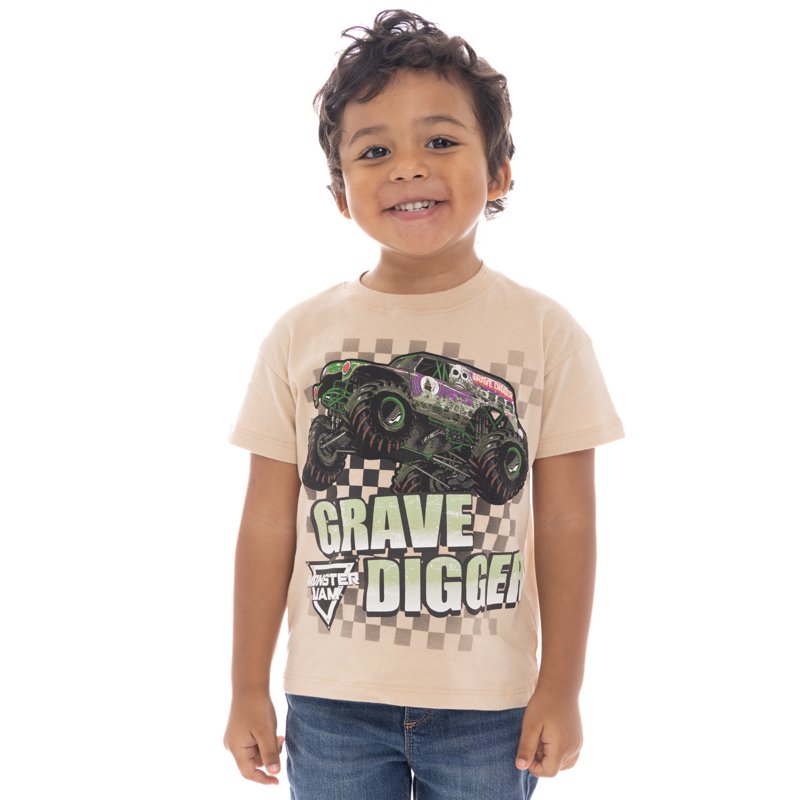 Monster Jam Boys Grave Digger Short Sleeve Graphic Tee Sizes 4-12