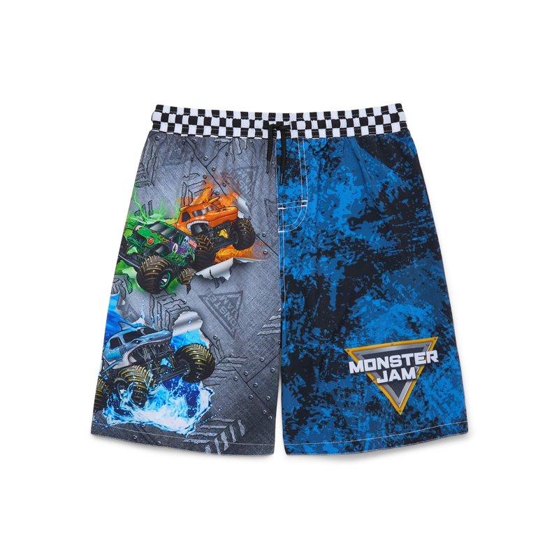 Monster Jam Boys’ Print and Graphic Swim Trunks with UPF 50+ Sizes 4-12