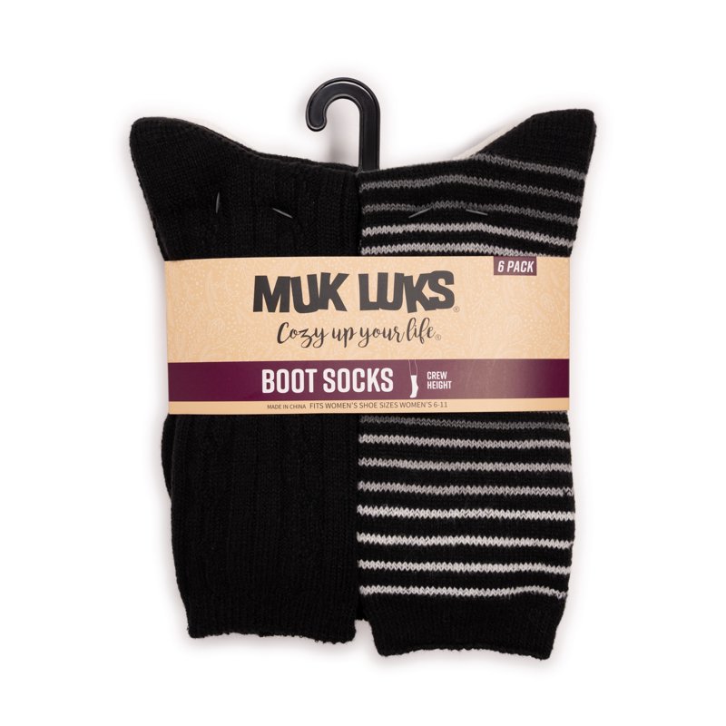 MUK LUKS Women's Fluffy Dream Crew Boot Socks 6-Pack OSFM