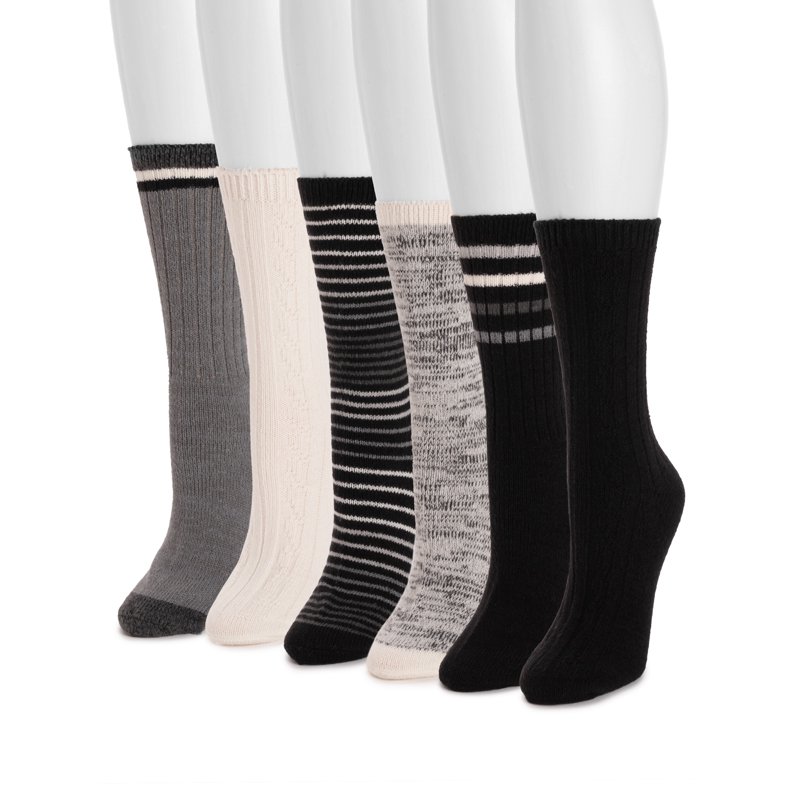 MUK LUKS Women's Fluffy Dream Crew Boot Socks 6-Pack OSFM