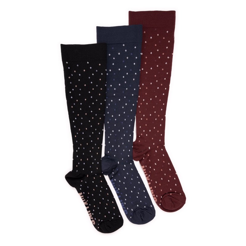 MUK LUKS Women's Wide Width Compression Nylon Knee-High Socks 3-Pack Shoe Size 6-10