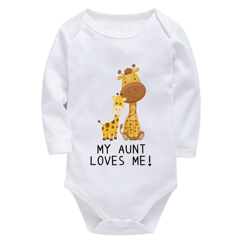 My Aunt Loves Me Infant Newborn Clothes Long Sleeve Gender Neutral Baby Outfits White Boy Rompers