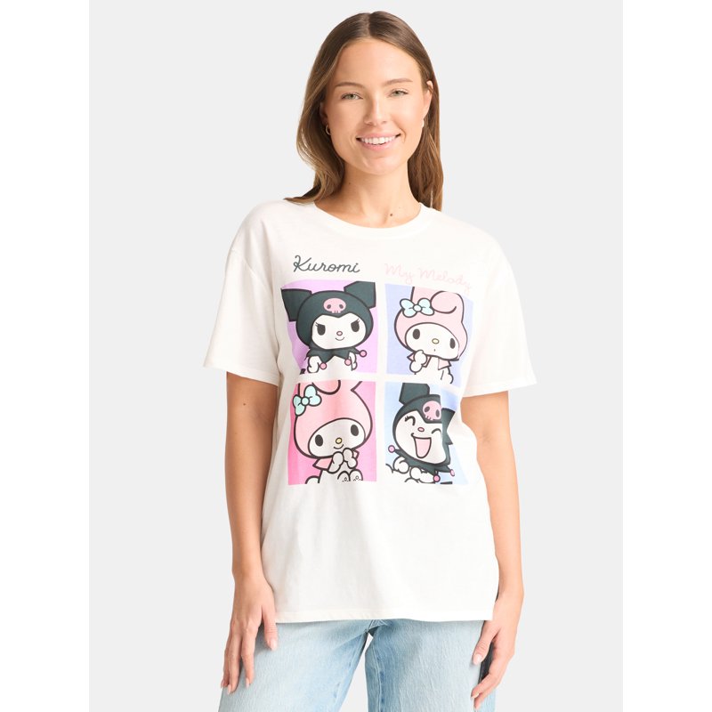 My Melody and Kuromi Women's Graphic Tee with Short Sleeves Sizes XXS-XXL