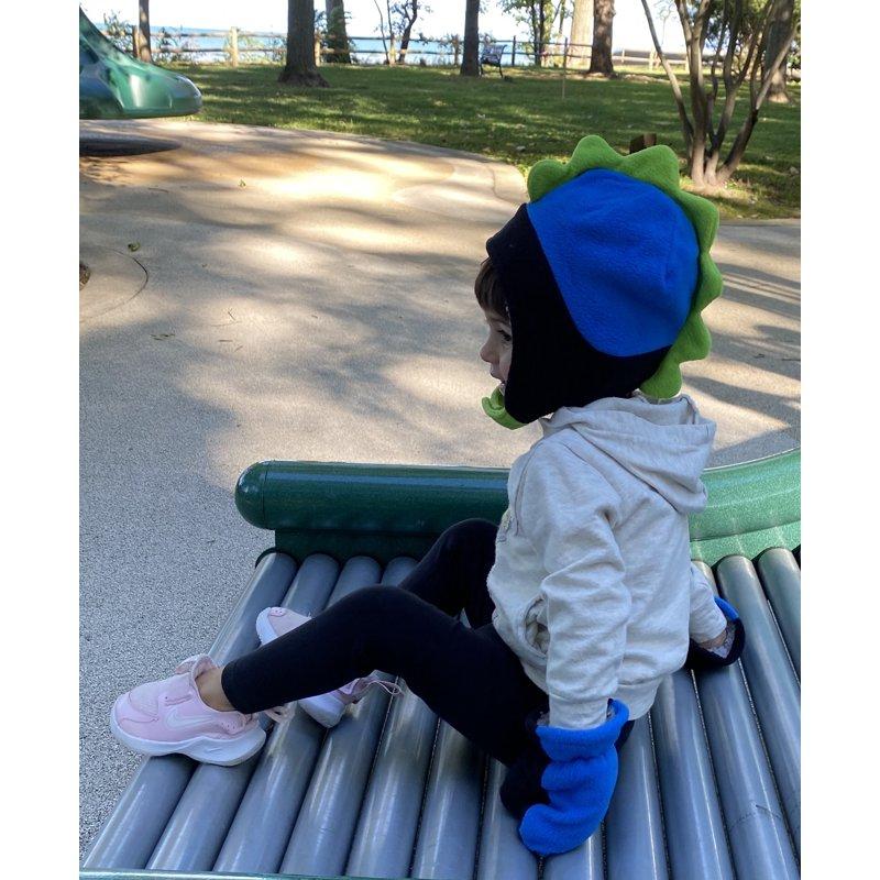 N'Ice Caps Toddler Boys Baby Fleece Dino Hat Mitten Winter Set Kids Warm Sherpa Lined